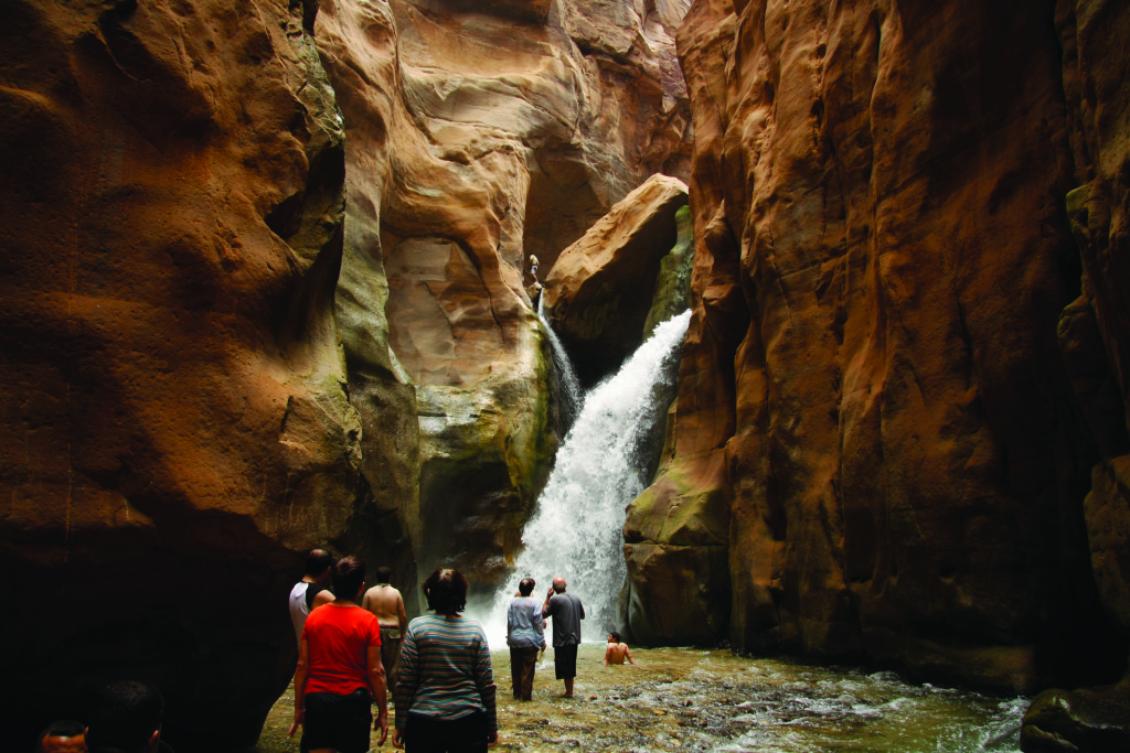 A waterfall at Wadi Mujib. Image courtesy of Jordan Tourism Board.