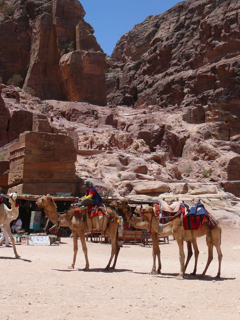 Bedouins on camels are one of many colourful sights at Petra.