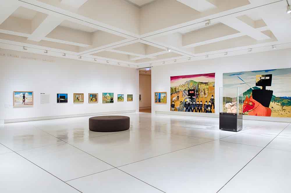 One of the rooms devoted to Kelly at Bendigo Art Gallery's Imagining Ned exhibition. Image courtesy Bendigo Art Gallery.