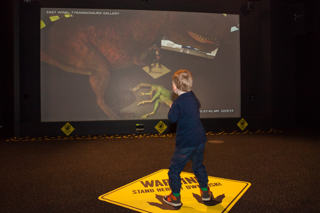 The immersive projections at Scienceworks' Tyrannosaurs Meet the_Family exhibition. Picture by Mark Gambino.