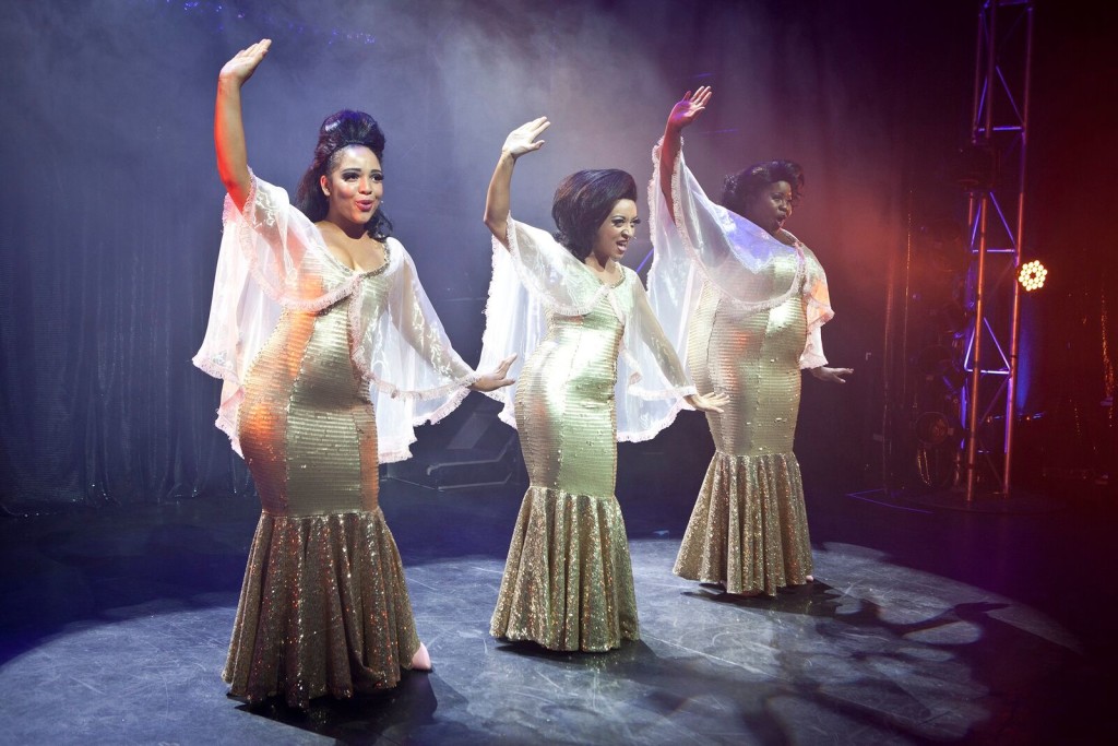 Zenya Carmellotti, Anna Francesca Armenia, and Thando Sikwila in Dreamgirls. Picture by Belinda Strodder.