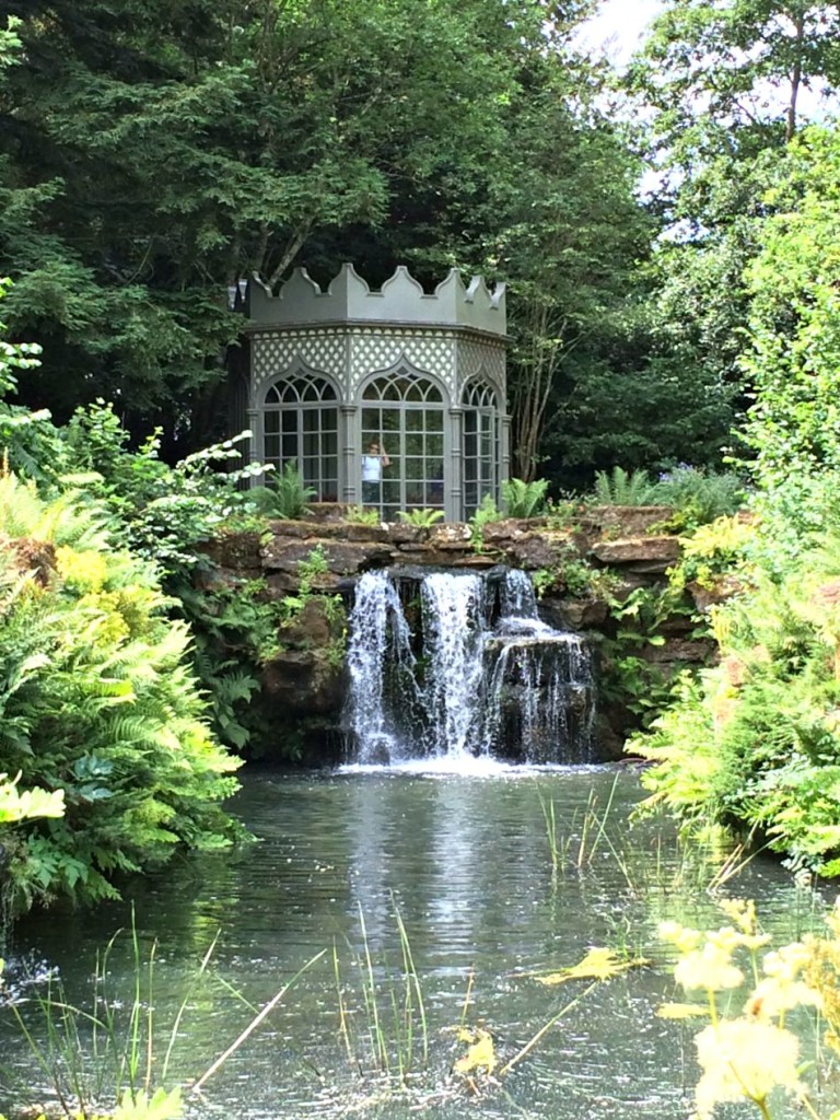The Summer House and waterfall.