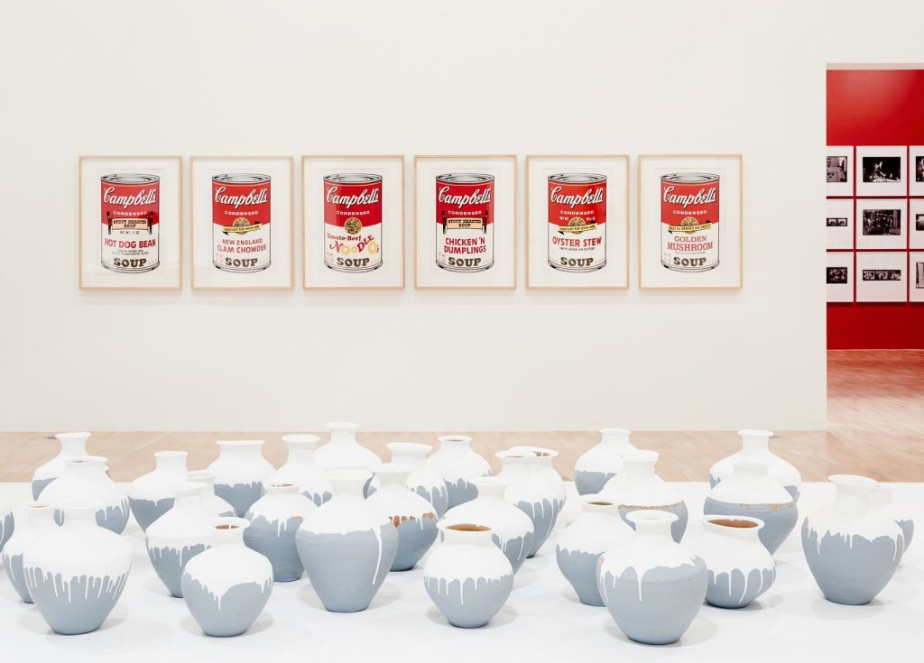 Installation view of the Andy Warhol | Ai Weiwei exhibition at the National Gallery of Victoria, 11 December 2015 –24 April 2016. Andy Warhol artwork © 2015 The Andy Warhol Foundation for the Visual Arts, Inc./ARS, New York. Administered by Viscopy, Sydney; Ai Weiwei artwork © Ai Weiwei. Photo: Brooke Holm