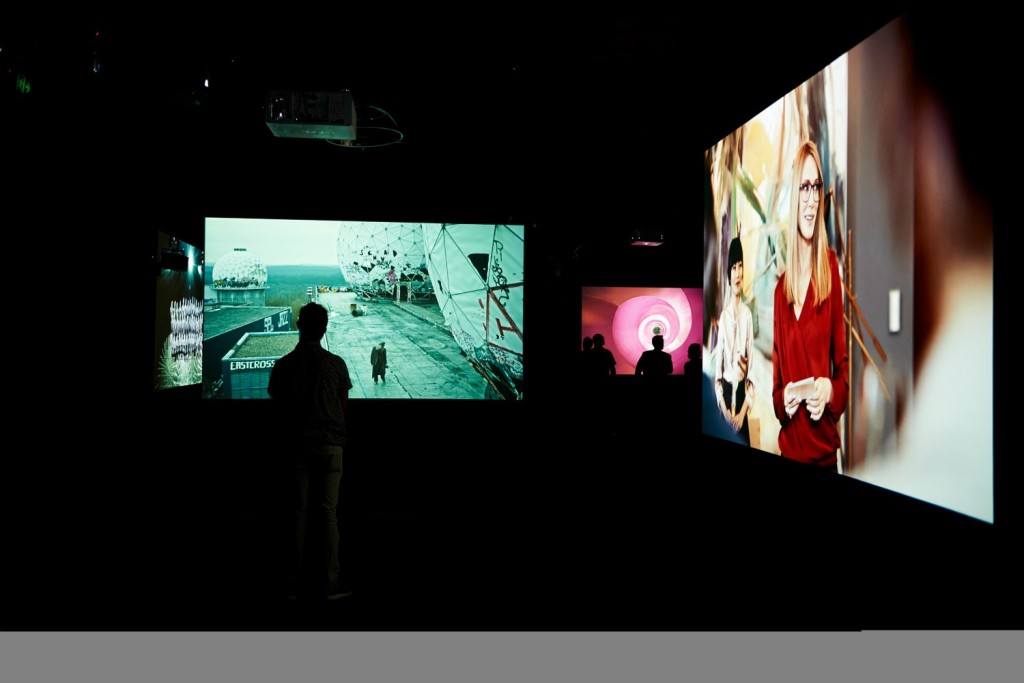 Manifesto . a 13 channel video installation by Julian Rosefeldt currently playing at ACMI. Photo by Steffen Pedersen.