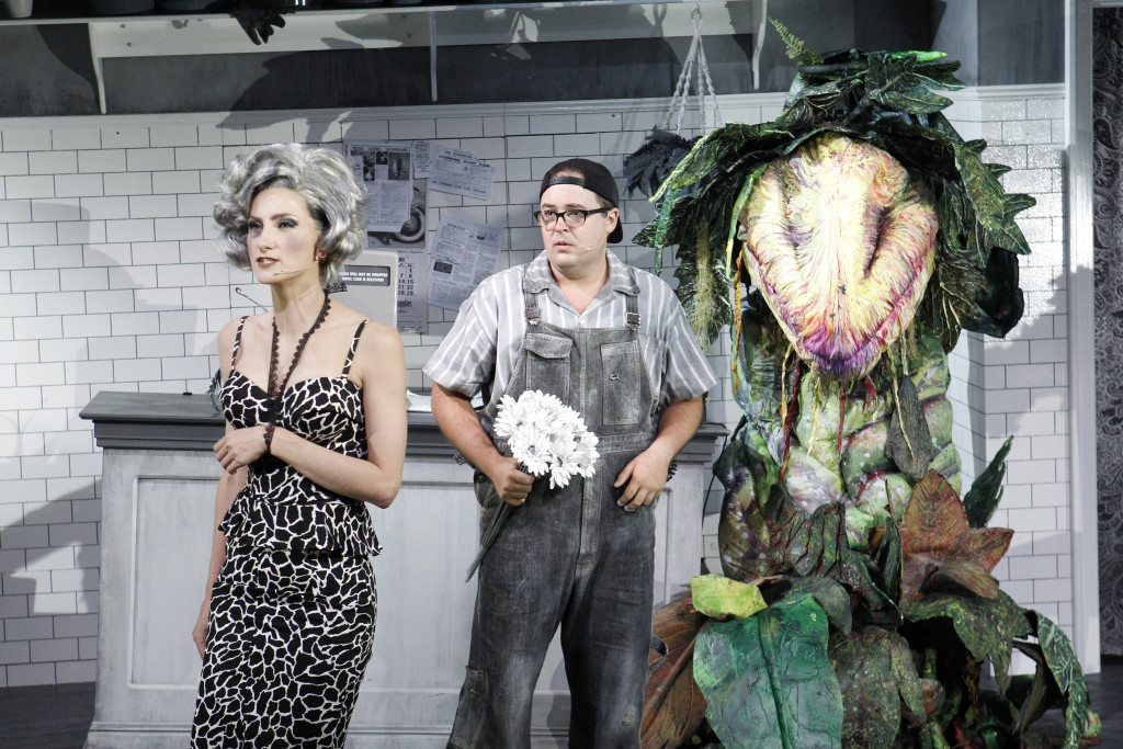 Esther Hannaford, Brent Hill, Audrey II LITTLE SHOP OF HORRORS - PHOTO CREDIT JEFF BUSBY