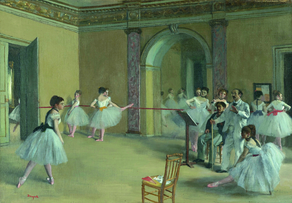 Edgar Degas Rehearsal hall at the Opéra , rue Le Peletier 1872 oil on canvas 32.7 x 46.3 cm Musée d'Orsay, Paris (RF 1977) © RMN - Grand Palais ( Musée d’Orsay ) / Hervé Lewandowski