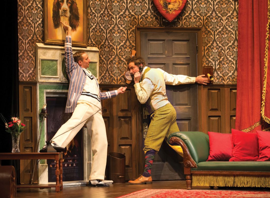 James Marloe; and Luke Joslin in The Play That Goes Wrong.