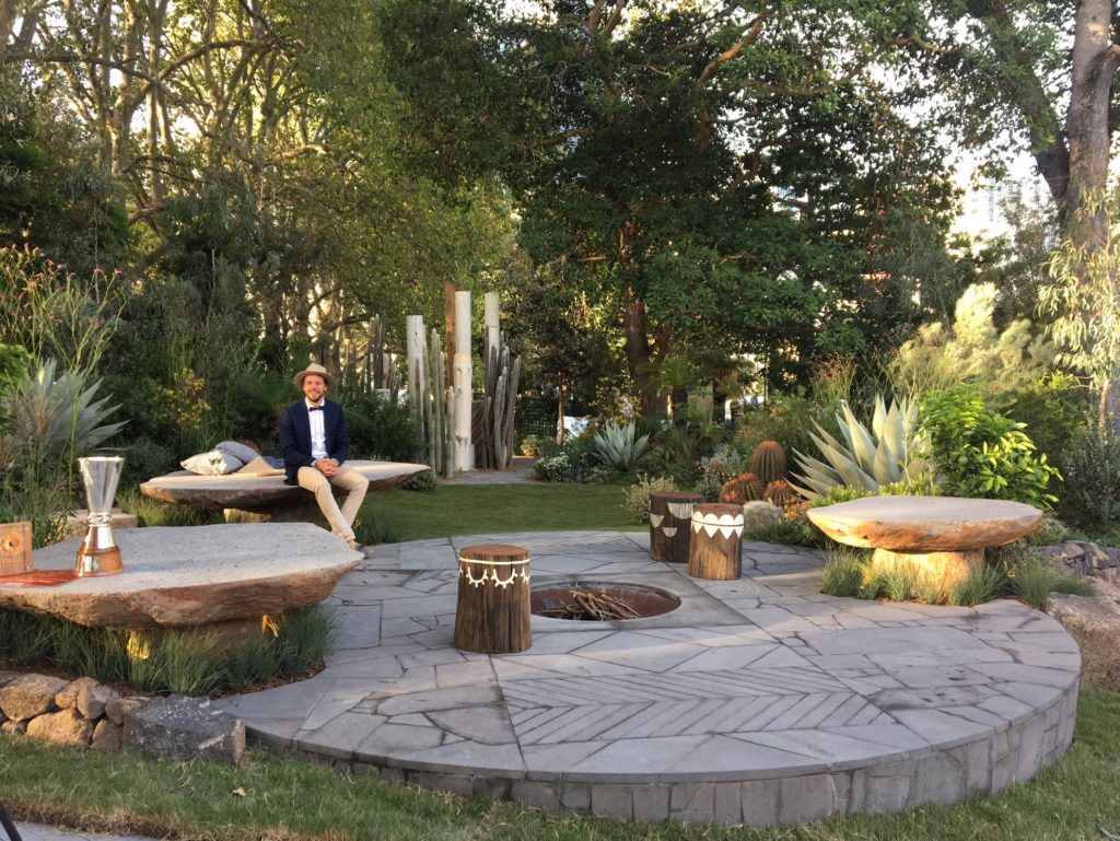 Phillip Withers in his award winning garden at the Melbourne International Flower and Garden Show.