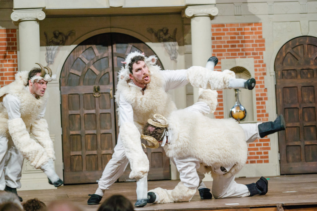 The cast play numerous roles including badly behaved sheep.