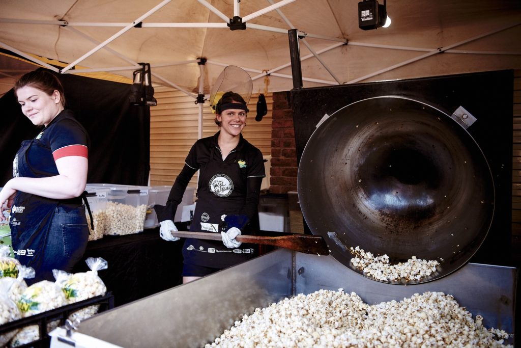 Katja making some of her delicious popcorn at South Melbourne's Night Market.