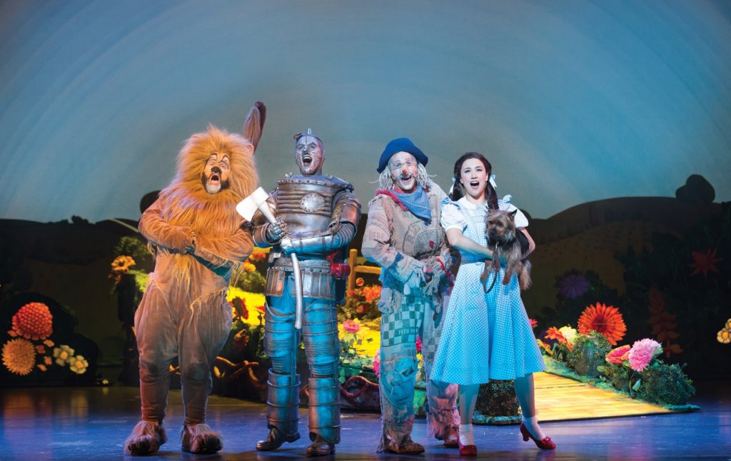 John Xintravelonis (Lion), Alex Rathgeber ( Tin Man), Eli Cooper (Scarecrow), Samantha Dodemaide (Dorothy) and Toto.