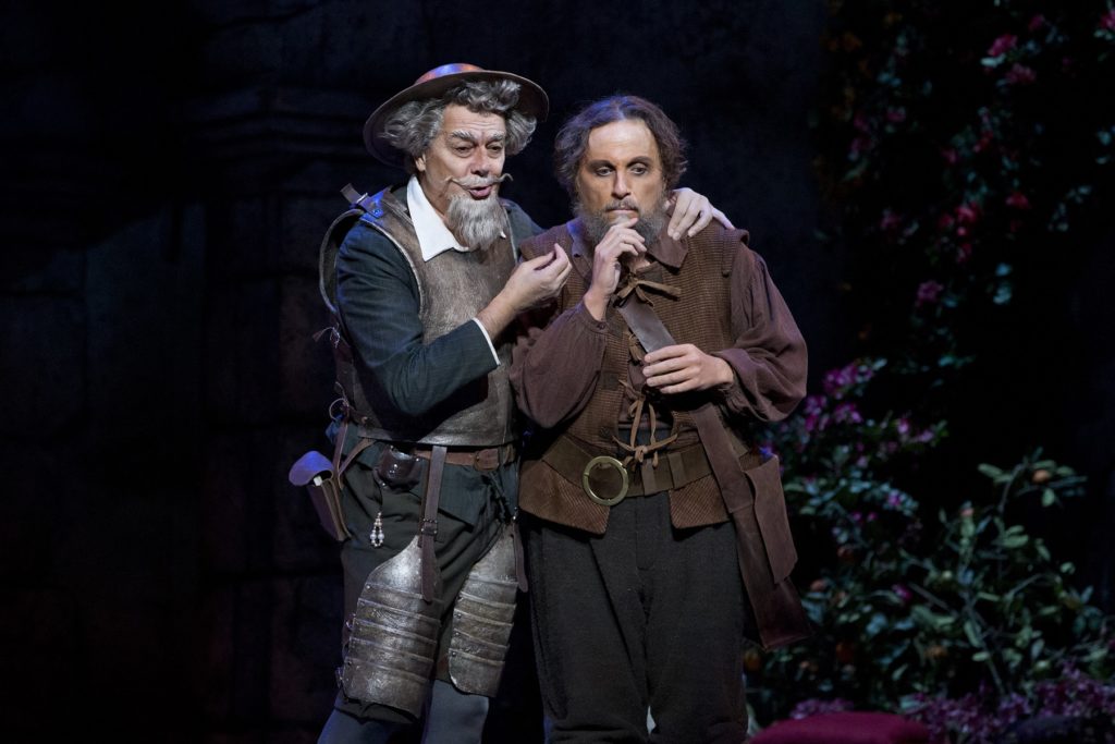 Warwick Fyfe and Ferruccio Furlanetto in Opera Australia's 2018 production of Don Quichotte at the Melbourne Arts Centre.