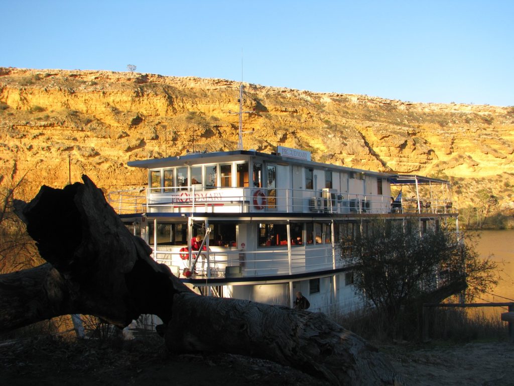 The Proud Mary docked on the Murray River